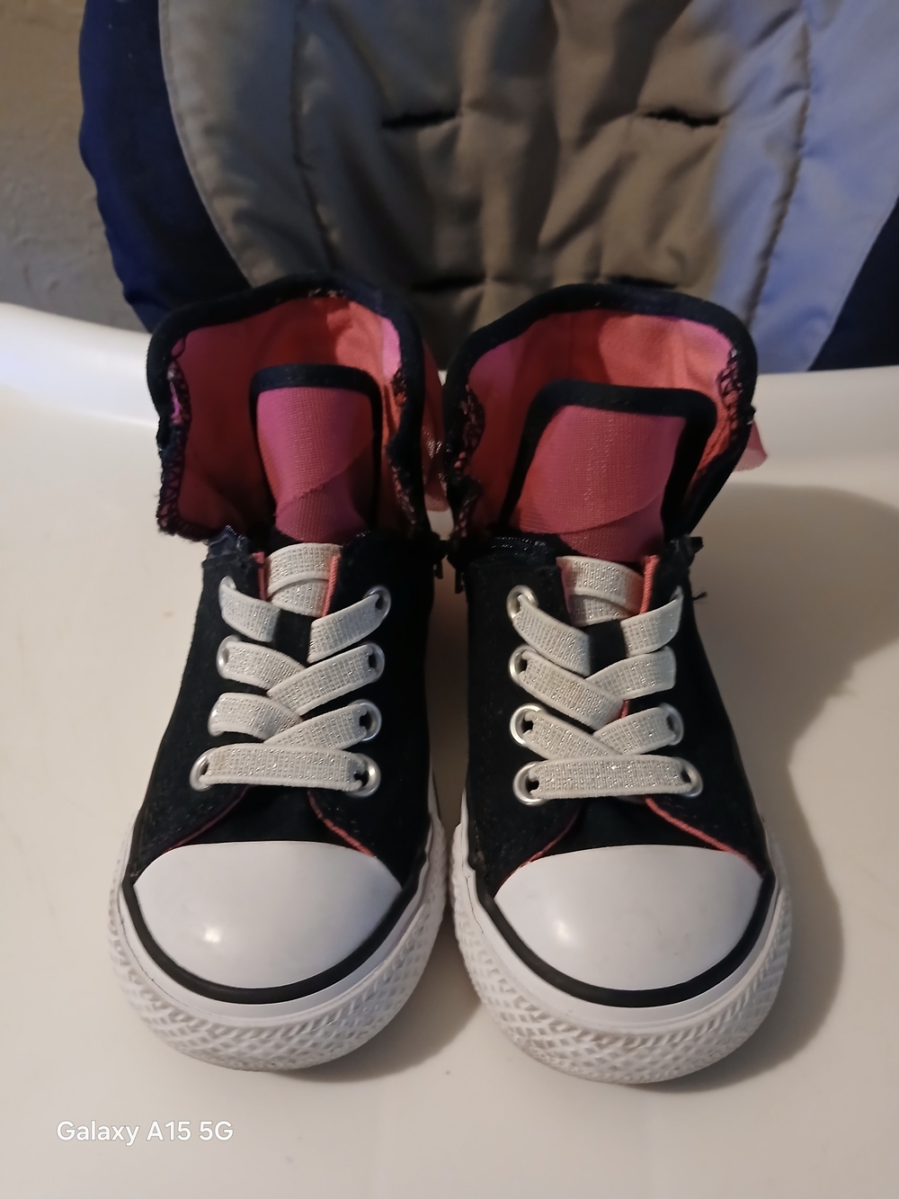 Converse Kids Black and Pink High-Top Sneakers